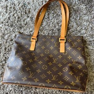 Louis Vuitton Brown Monogram Tote with Tan Straps